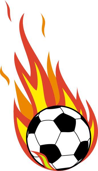 Soccer Ball With Flames Clipart
