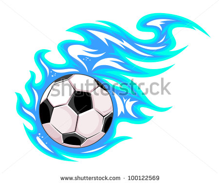 Soccer ball in blue flames