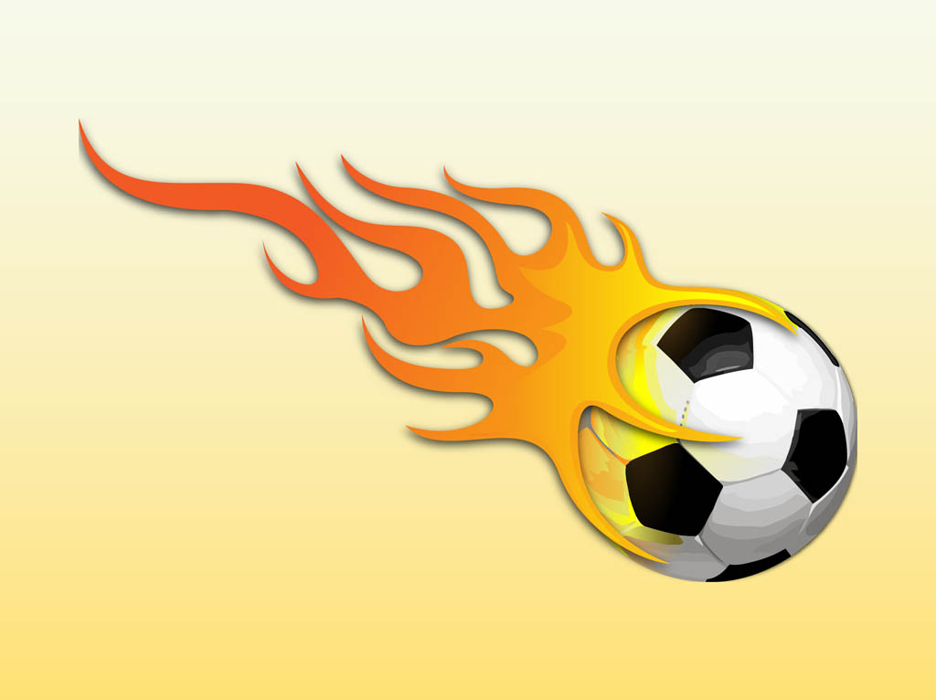 Free Soccer Ball with Flames Clipart Image