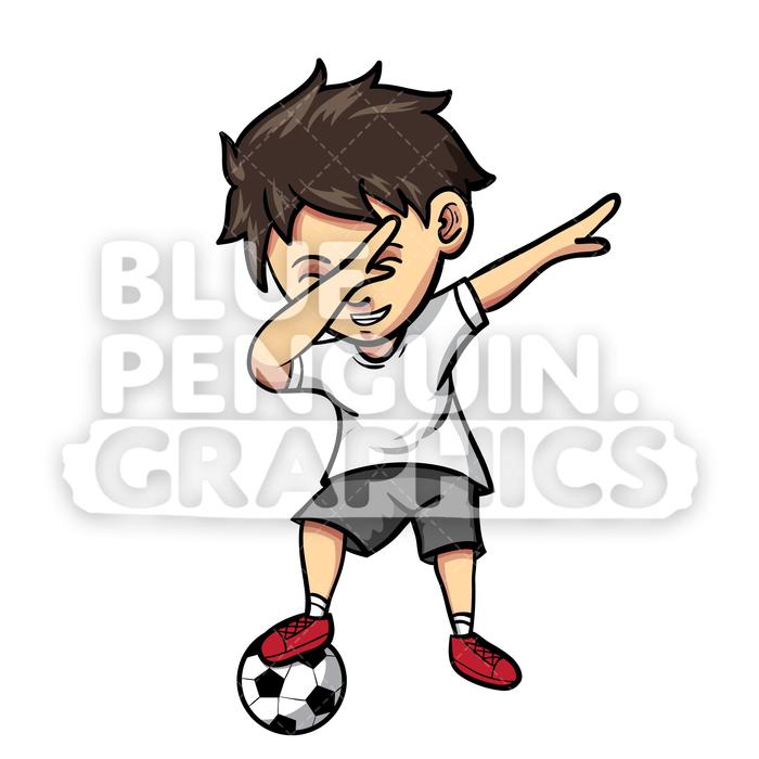 Soccer Dabbing Boy Vector Cartoon Clipart Illustration