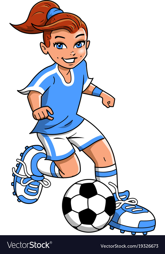 Soccer football girl player clipart cartoon