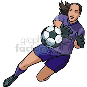Girl soccer goalkeeper clipart