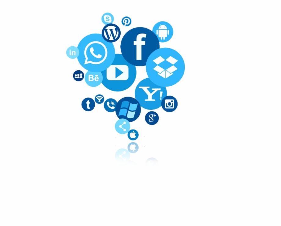 Blue Circles With White Social Media Icons Inside And