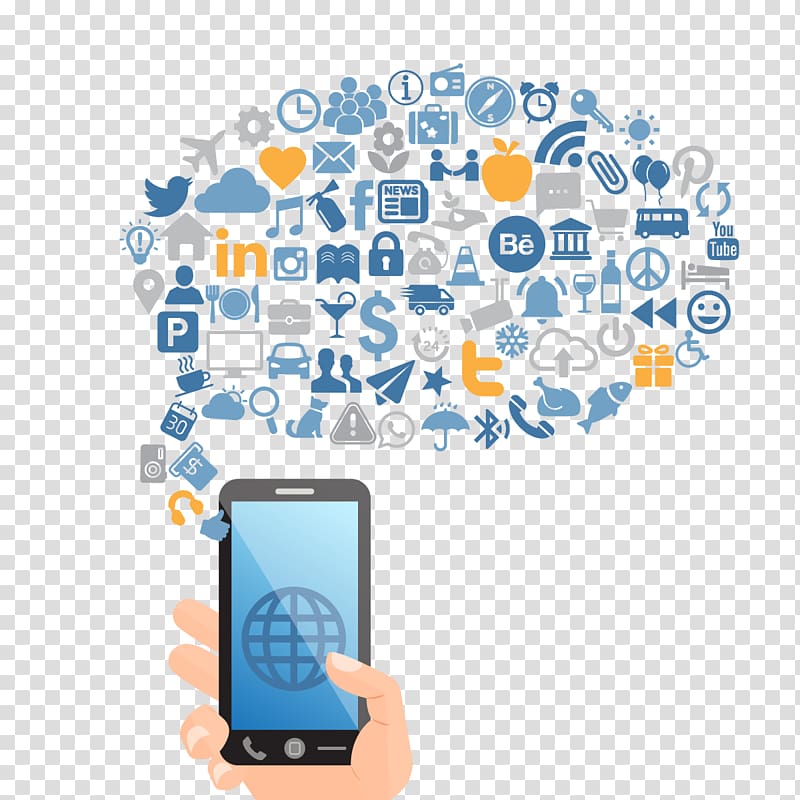 Smartphone icons , Social media marketing Social network
