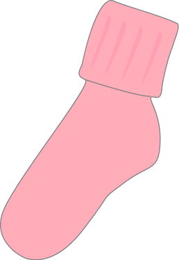 Pink baby sock.