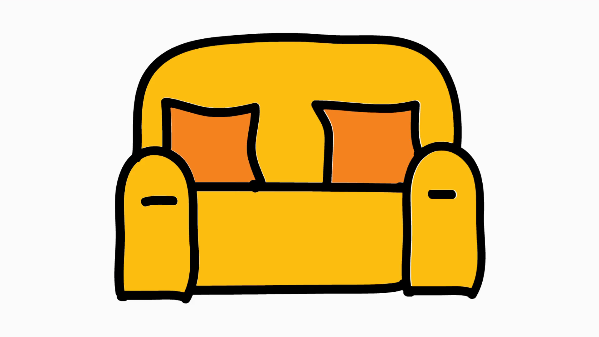 Sofa hand drawn color animation with transparent background