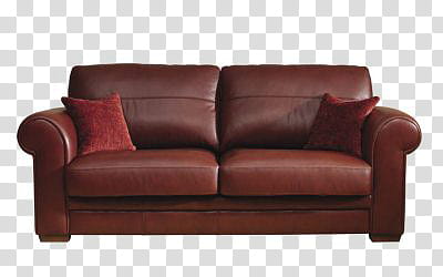 Sofa, brown leather couch transparent background PNG clipart