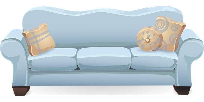 Couch Sofa Blue Pillows Cushions Seat