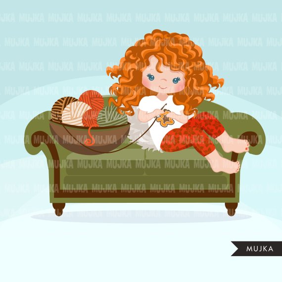 Crochet Girl, Crafty character clipart graphics
