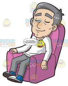 A Mature Man Resting On A Sofa Lounger