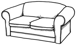 Sofa clipart black and white