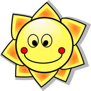 Smiling cartoon sun.