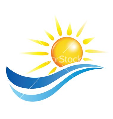Sun and water waves design elements vector