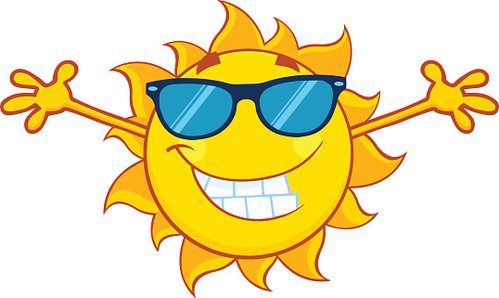 Sun With Open Arms And Sunglasses Clipart Image
