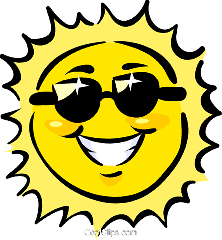 The sun wearing sunglasses Royalty Free Vector Clip Art