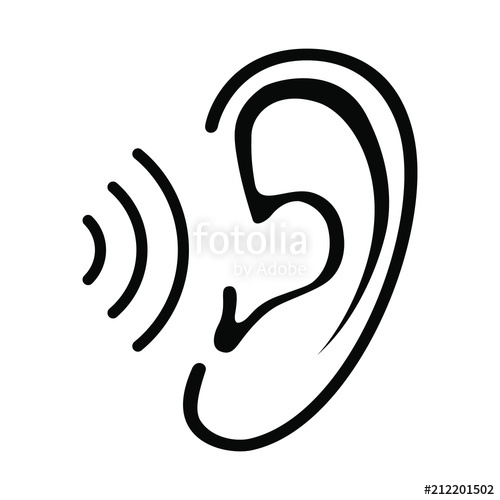Ear icon with sound wave