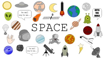 Space doodle clipart.
