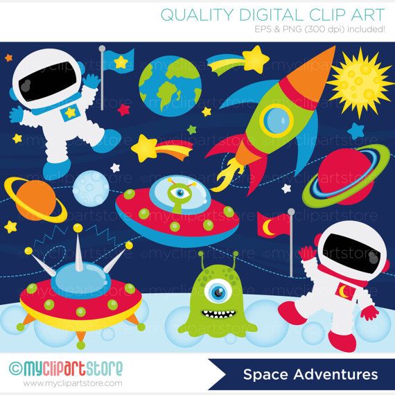 Space Clipart, Outer Space Adventures, Galaxy, Astronaut