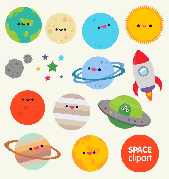 Space clipart commercial use, digital planet graphics