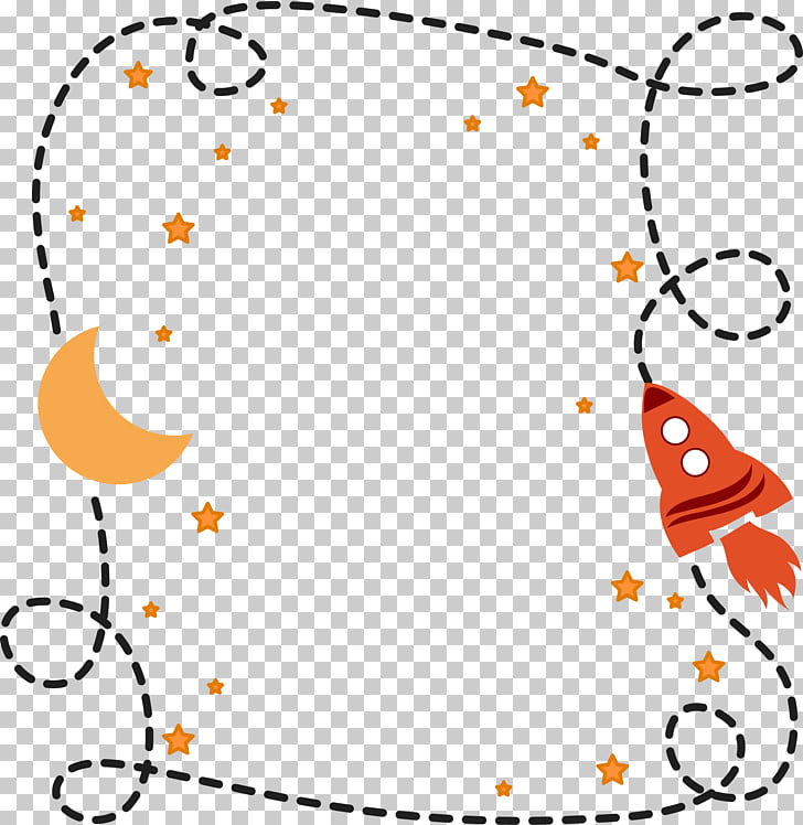 Pillow Cushion, Space elements Simple Borders, moon and