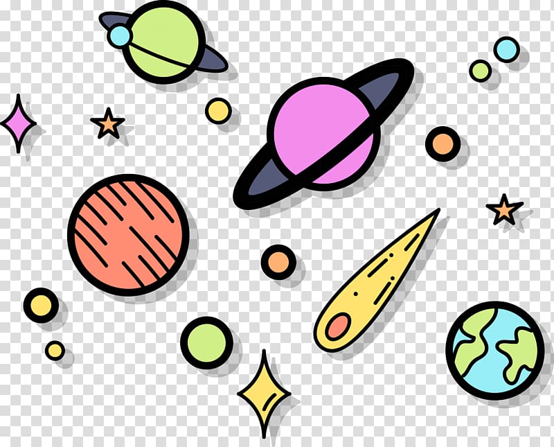 Planets and star illustration, Euclidean Outer space , Space
