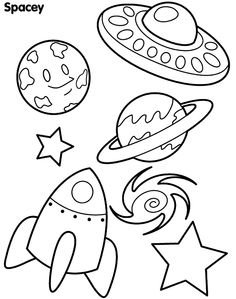 Outer space clipart black and white