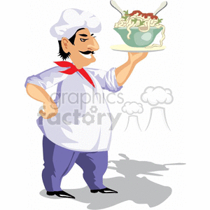 Cartoon chef holding.
