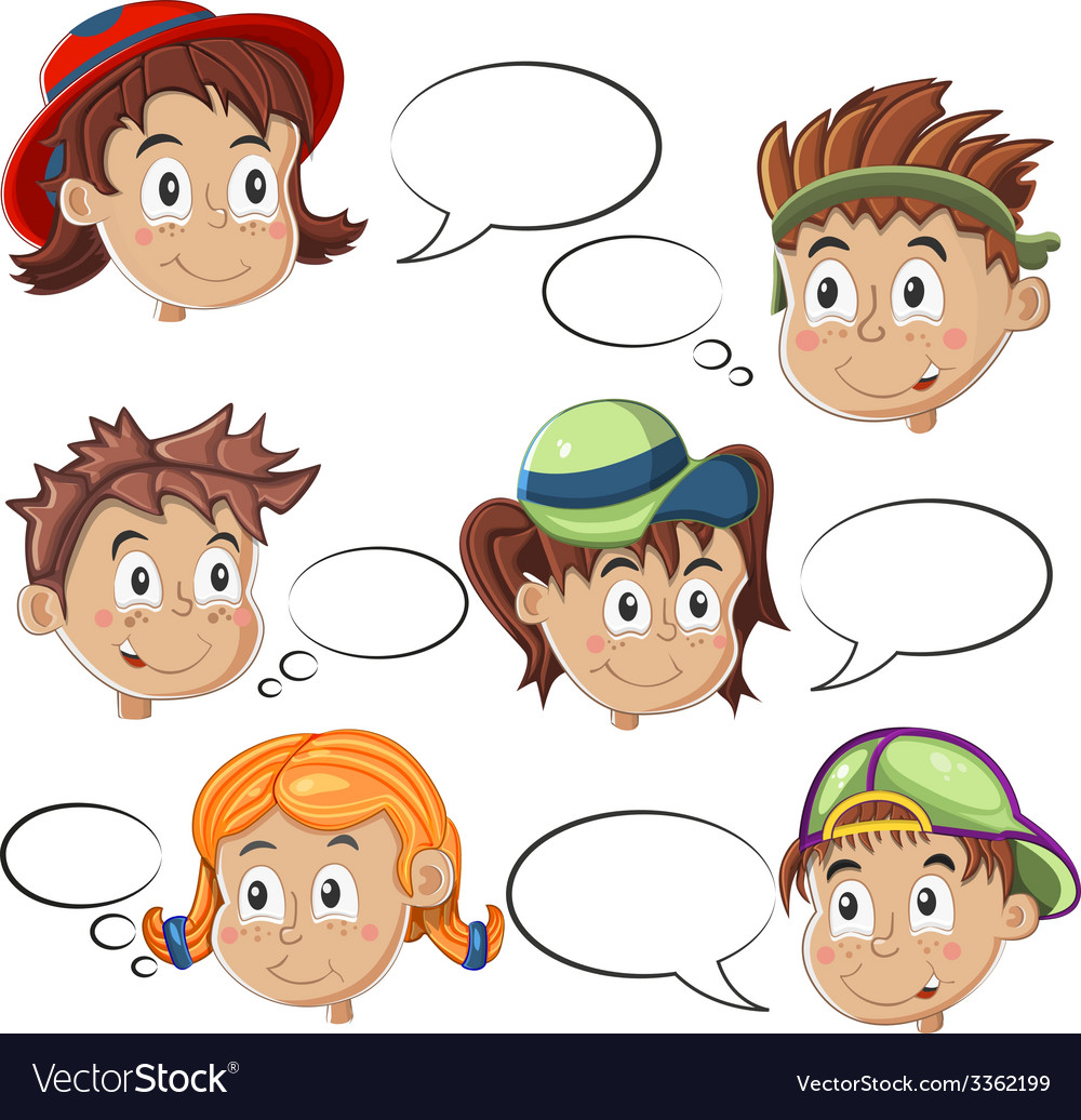 Children Faces with Speech Bubbles
