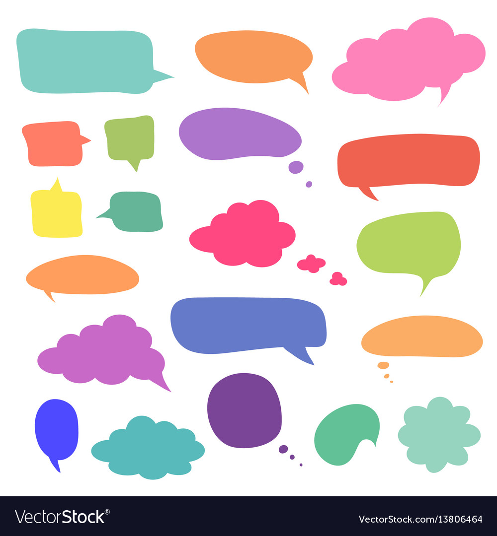 Set of blank colorful speech bubbles and balloons
