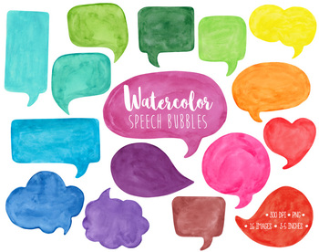 Hand Painted Colorful Watercolor Speech Bubble Clipart