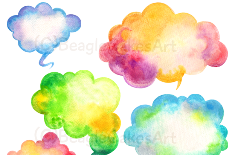 Watercolor speech bubbles.