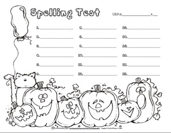 Cute Halloween Spelling Test Template Form Pack