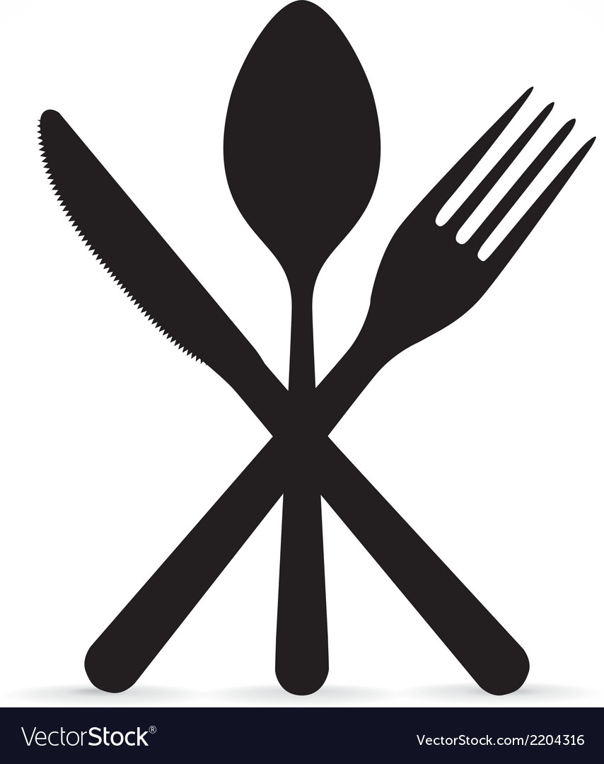 Crossed fork knife and spoon