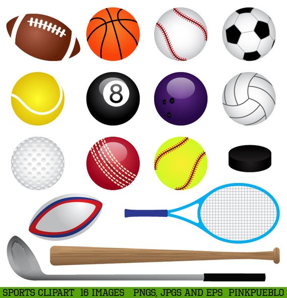Sports Clipart Clip Art, Basketball, Baseball, Football