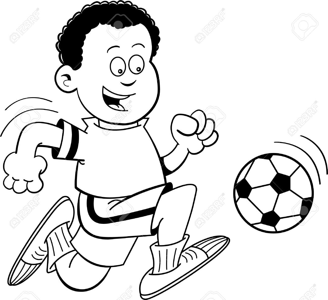 Kids playing sports clipart black and white
