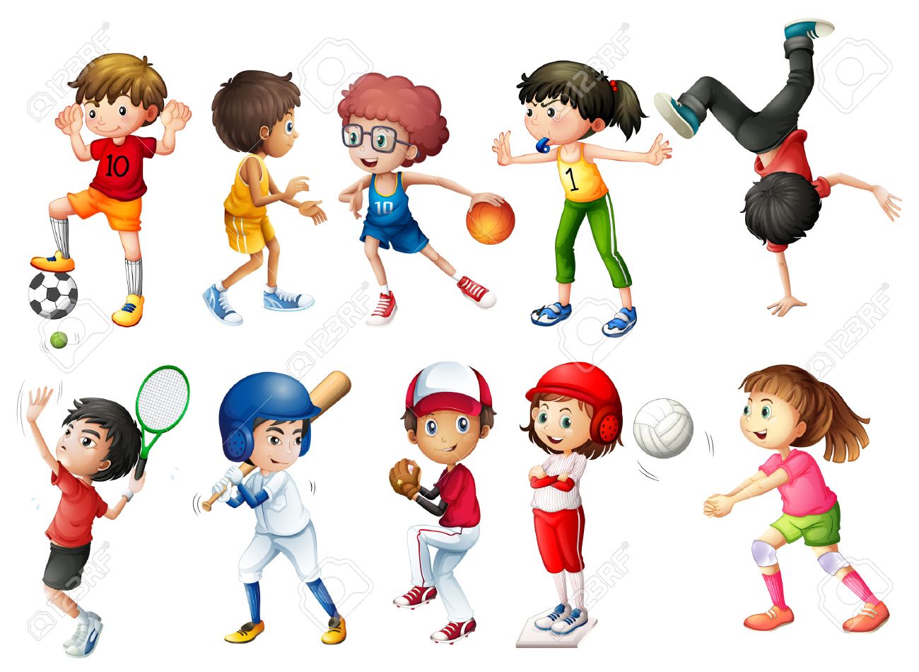 Playing sports clipart.
