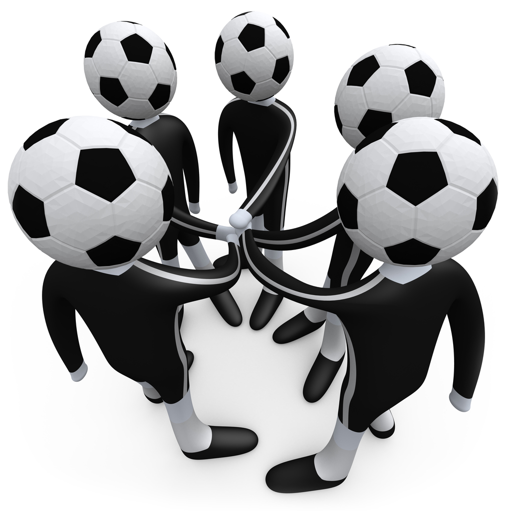 Soccer teamwork cliparts.
