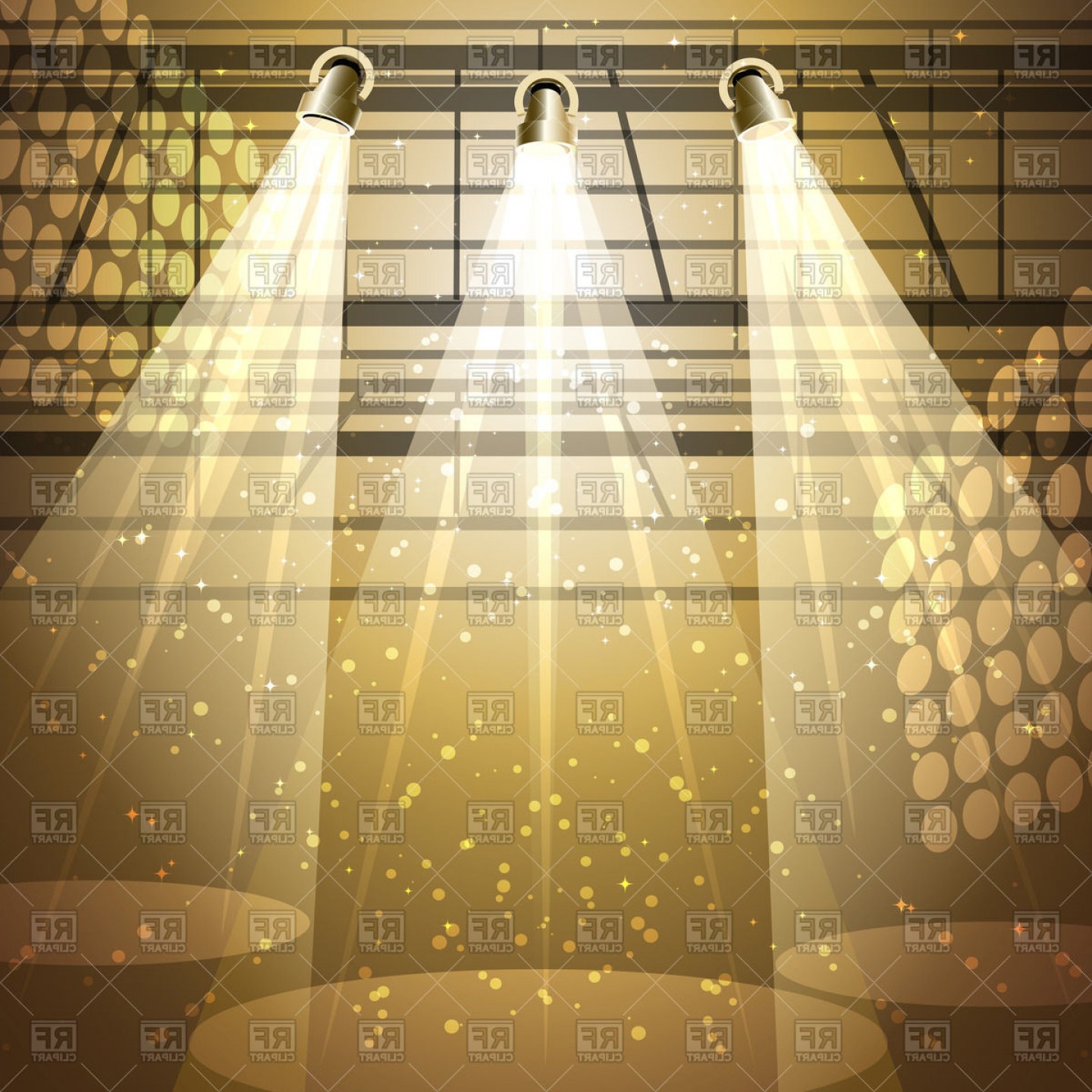 Shining Theatrical Stage With Spotlight Vector Clipart