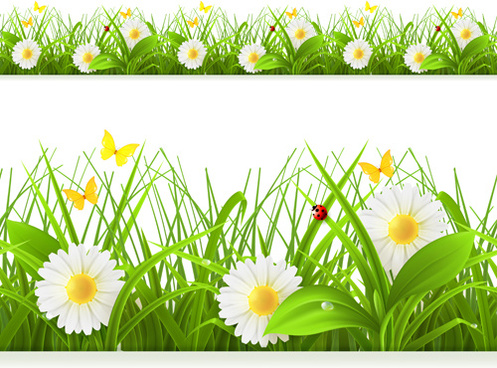 Spring flowers border clip art free vector download