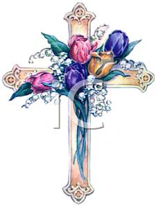 An Easter Cross with Spring Flowers Clipart Image