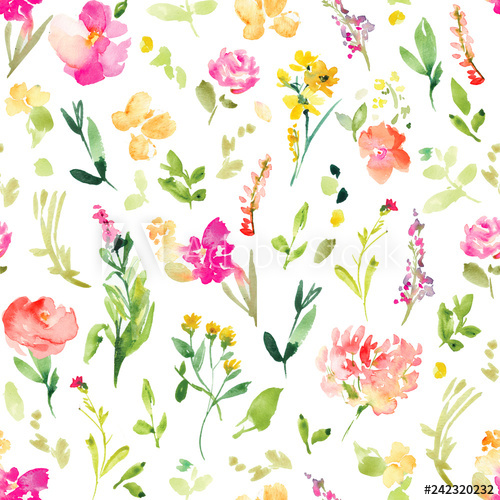 Spring Floral Field Pattern Background Wallpaper