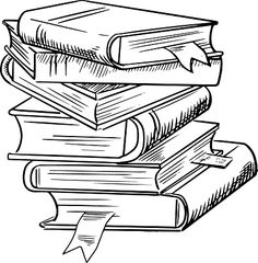 Stack of books clipart black and white