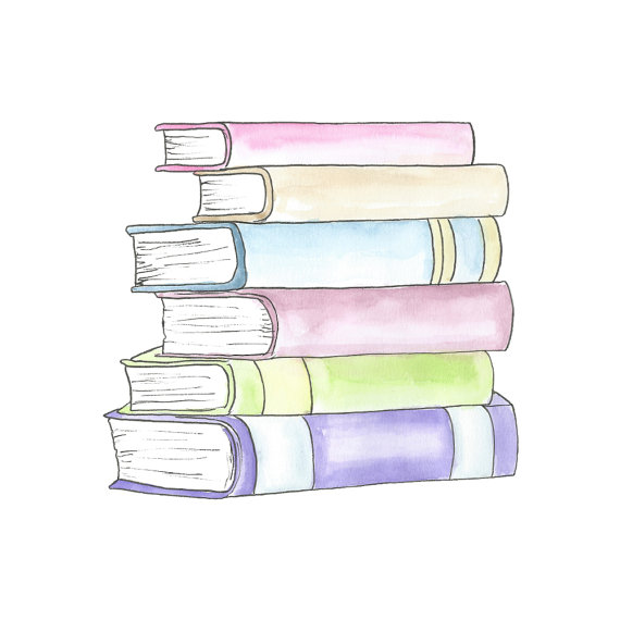 Watercolor Stack of Books Clipart