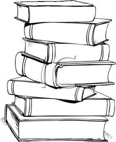 Stack Of Books Clipart Black And White