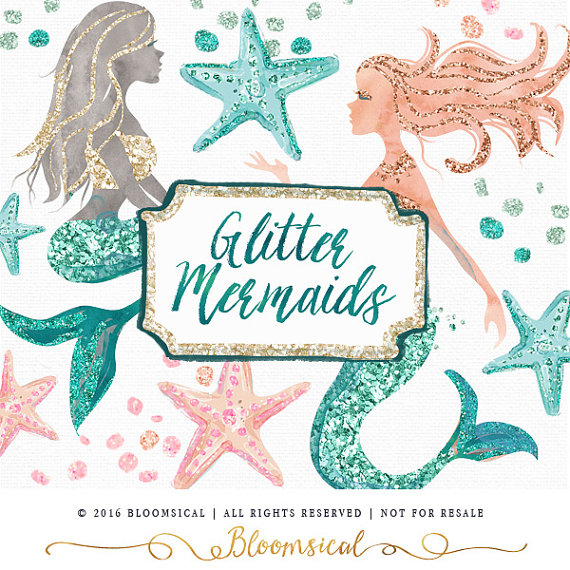 Glitter Mermaid Clip Art