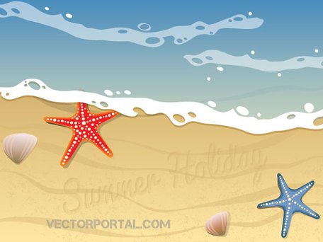 Free Summer Beach Vector Background Design with Starfish and