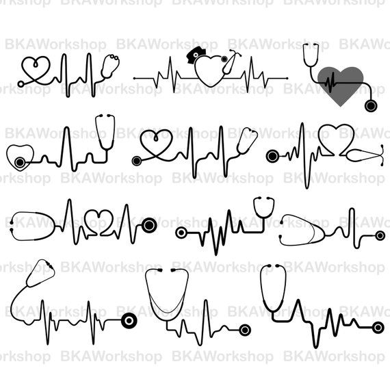 Stethoscope with heartbeat clipart