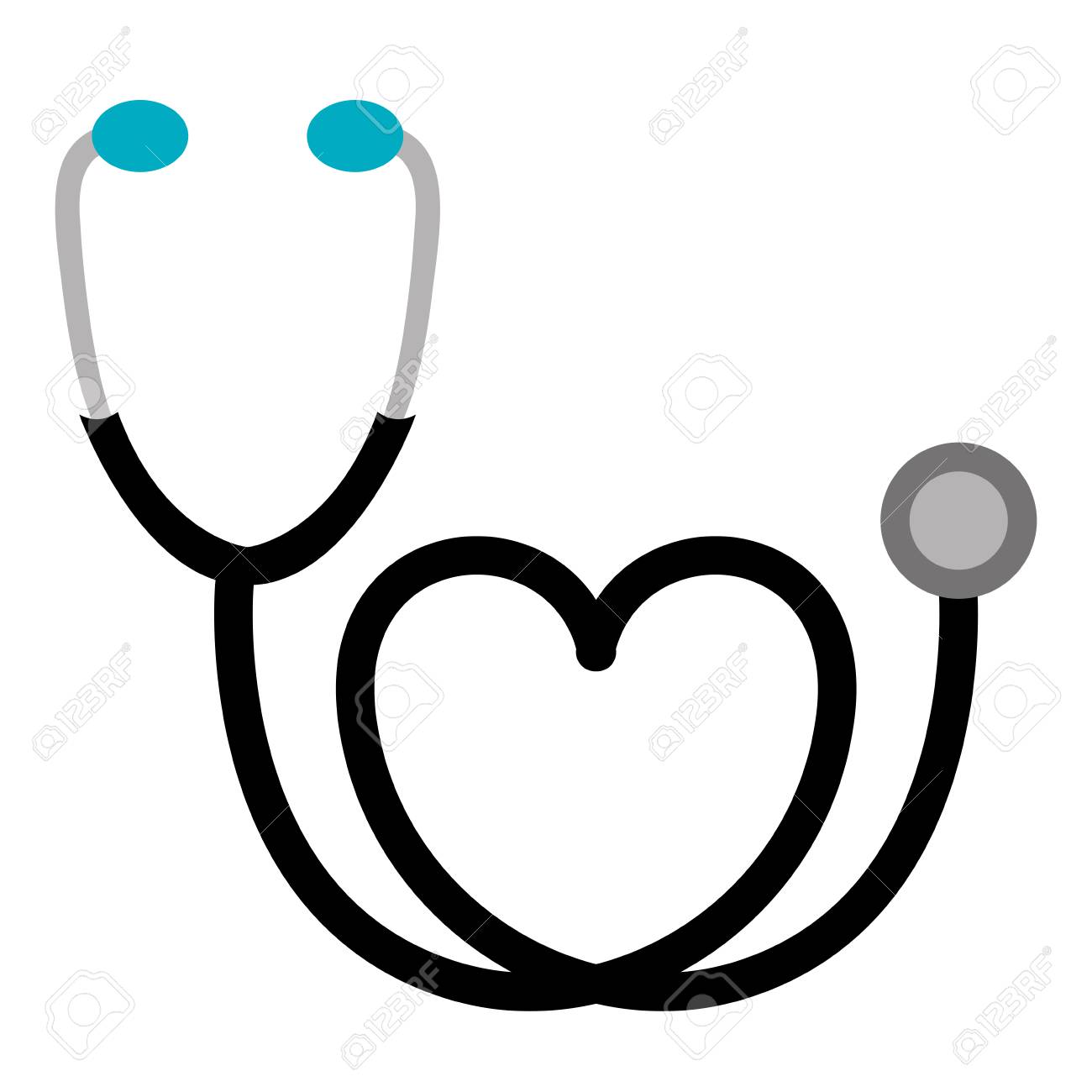 Black sticker stethoscope with heart icon