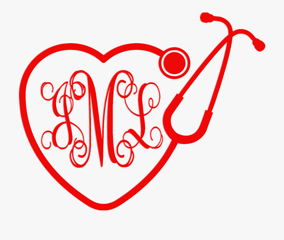 Monogrammed Heart Stethoscope Car Decal