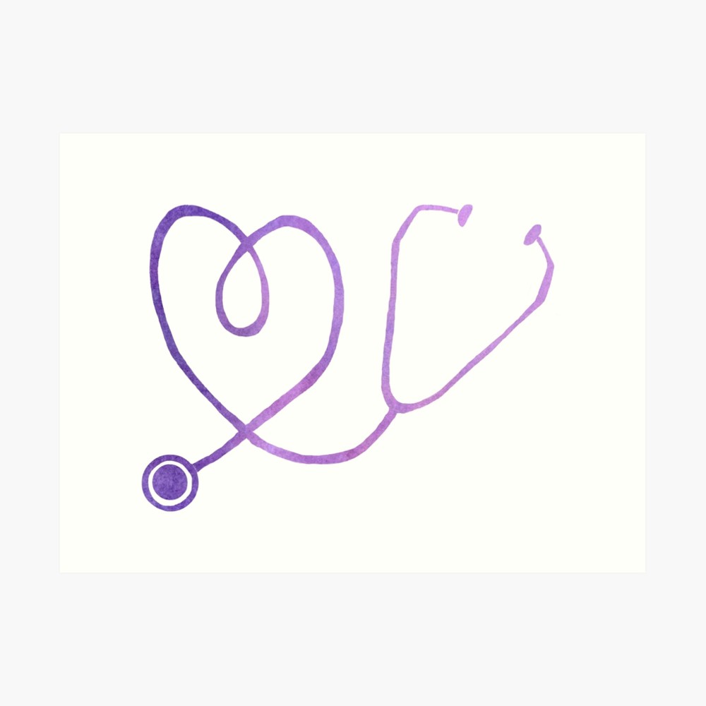 Stethoscope heart purple.